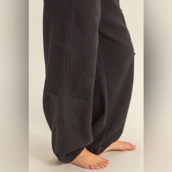 NWT Oversized Boyfriend Star Patch Patchwork Jogger Style Sweats Sweat Pants - Picture 3 of 4